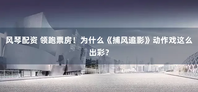 风琴配资 领跑票房！为什么《捕风追影》动作戏这么出彩？