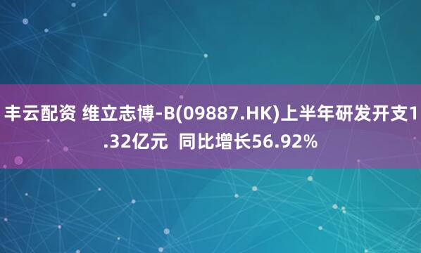 丰云配资 维立志博-B(09887.HK)上半年研发开支1.32亿元  同比增长56.92%